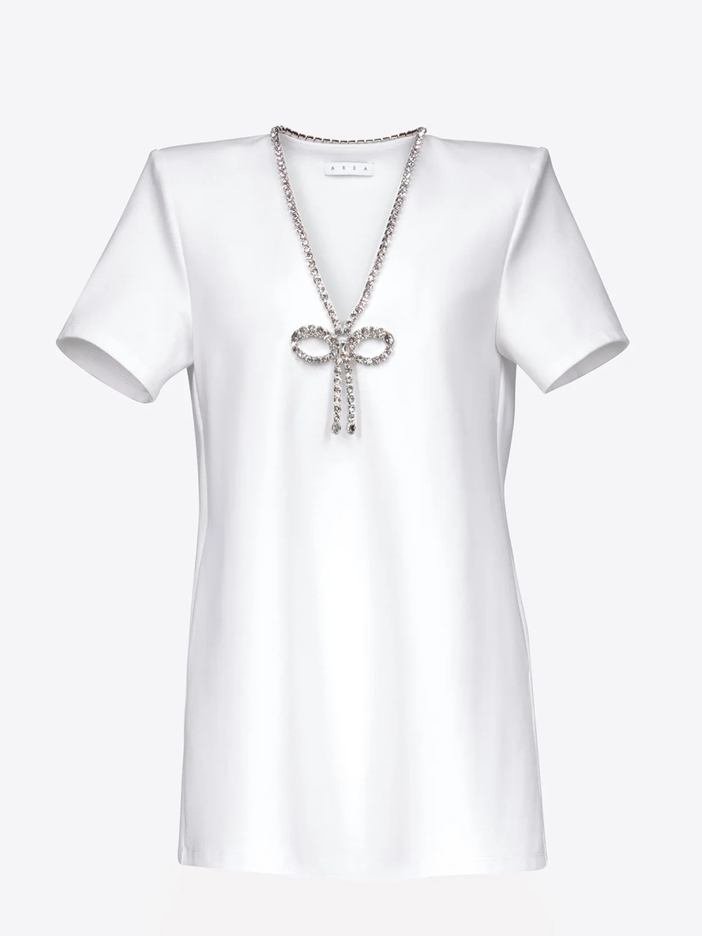 AREA Crystal Embellished Bow Mini Dress